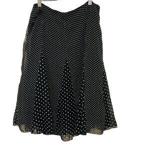 Mlle Gabrielle Womens Midi Skirt Black White Polka Dot Size‎ Medium Polyester